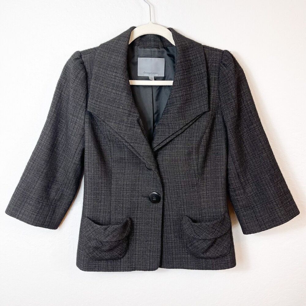 CLASSIQUES ENTIER Grey Tweed Long Sleeve Blazer Size XS